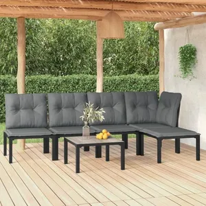 vidaXL Salon de jardin 6 pcs noir et gris résine tressée pas cher