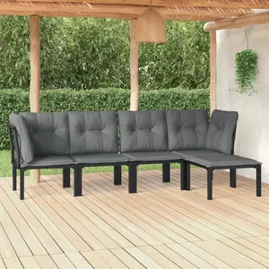 vidaXL Salon de jardin 5 pcs noir et gris résine tressée pas cher