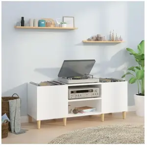 Comparateur de prix : vidaXL Armoire à disques blanc brillant 121x38x48 cm bois d'ingénierie