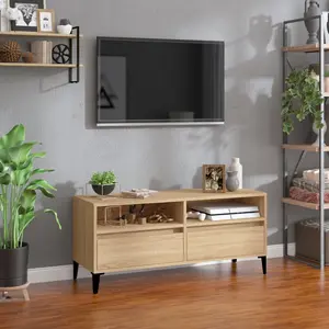 vidaXL Meuble TV chêne sonoma 100x34,5x44,5 cm bois d'ingénierie pas cher