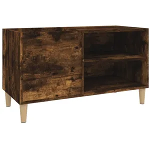 Comparateur de prix : vidaXL Armoire à disques chêne fumé 84,5x38x48 cm bois d'ingénierie