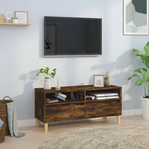 vidaXL Meuble TV chêne fumé 100x34,5x44,5 cm bois d'ingénierie pas cher