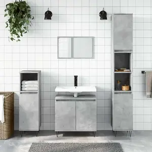 Comparateur de prix : vidaXL Armoire de bain gris béton 58x33x60 cm bois d'ingénierie