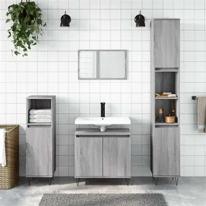 Comparateur de prix : vidaXL Armoire de bain sonoma gris 58x33x60 cm bois d'ingénierie