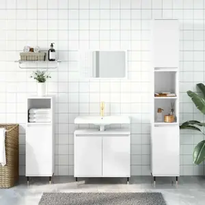 Comparateur de prix : vidaXL Armoire de bain blanc brillant 58x33x60 cm bois d'ingénierie
