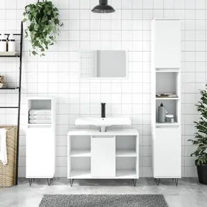 Comparateur de prix : vidaXL Armoire de salle de bain blanc 30x30x100 cm bois d'ingénierie
