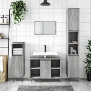 Comparateur de prix : vidaXL Armoire salle de bain sonoma gris 30x30x100 cm