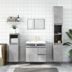 vidaXL Armoire de salle de bain gris béton 30x30x190 cm pas cher