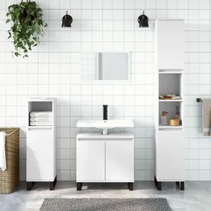 Comparateur de prix : vidaXL Armoire de salle de bain blanc 30x30x190 cm bois d'ingénierie