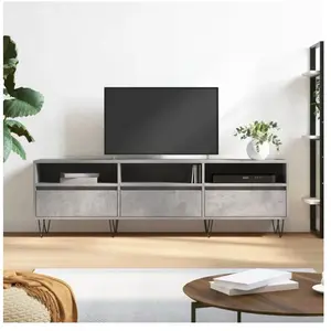 vidaXL Meuble TV gris béton 150x30x44,5 cm bois d'ingénierie pas cher