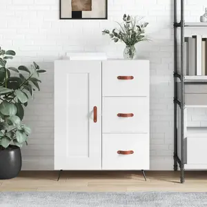 vidaXL Buffet Blanc brillant 69,5x34x90 cm Bois d'ingénierie pas cher