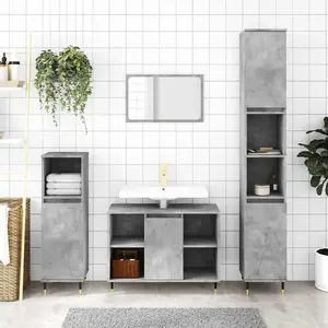 Comparateur de prix : vidaXL Armoire salle de bain gris béton 80x33x60cm bois d'ingénierie