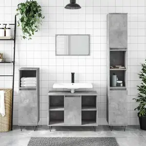 Comparateur de prix : vidaXL Armoire salle de bain gris béton 80x33x60cm bois d'ingénierie
