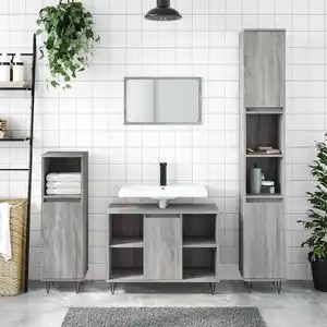 Comparateur de prix : vidaXL Armoire salle de bain sonoma gris 80x33x60 cm bois d'ingénierie