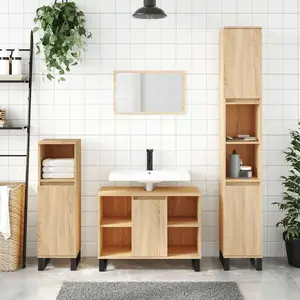 Comparateur de prix : vidaXL Armoire salle de bain chêne sonoma 80x33x60cm bois d'ingénierie