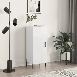 vidaXL Buffet Blanc brillant 34,5x34x90 cm Bois d'ingénierie