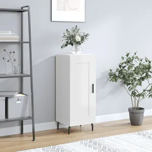 vidaXL Buffet Blanc brillant 34,5x34x90 cm Bois d'ingénierie pas cher