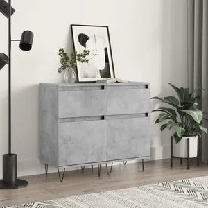 vidaXL Buffets 2 pcs gris béton 40x35x70 cm bois d'ingénierie pas cher