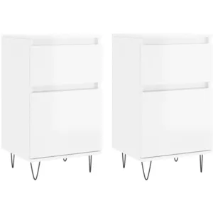 vidaXL Buffets 2 pcs blanc brillant 40x35x70 cm bois d'ingénierie