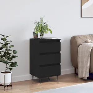 vidaXL Buffet noir 40x35x70 cm bois d’ingénierie pas cher