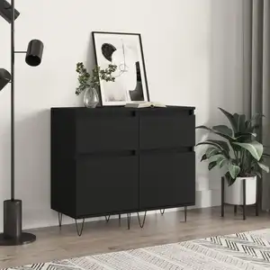 vidaXL Buffets 2 pcs noir 40x35x70 cm bois d’ingénierie pas cher