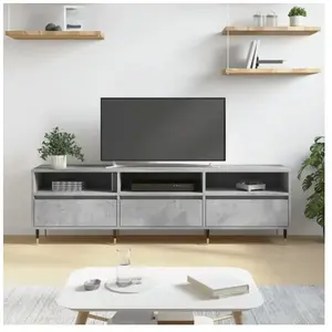 vidaXL Meuble TV gris béton 150x30x44,5 cm bois d'ingénierie pas cher
