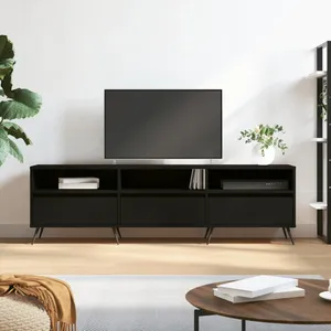 vidaXL Meuble TV noir 150x30x44,5 cm bois d'ingénierie pas cher