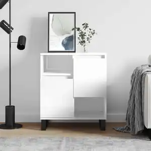 vidaXL Buffet Blanc brillant 60x35x70 cm Bois d'ingénierie pas cher