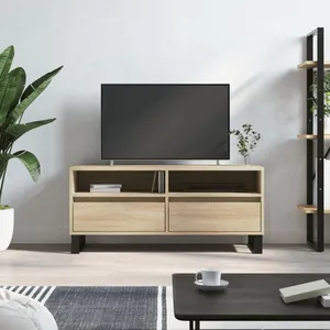 vidaXL Meuble TV chêne sonoma 100x34,5x44,5 cm bois d'ingénierie pas cher