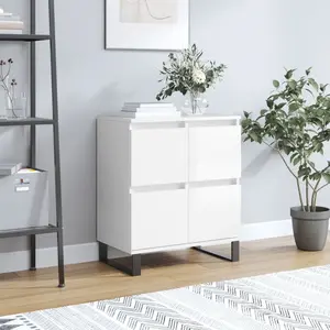 vidaXL Buffet Blanc brillant 60x35x70 cm Bois d'ingénierie pas cher