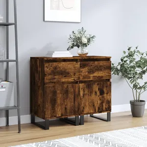 vidaXL Buffets 2 pcs chêne fumé 40x35x70 cm bois d'ingénierie pas cher
