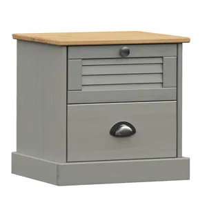 vidaXL Table de chevet VIGO gris 42x35x42 cm bois de pin massif pas cher
