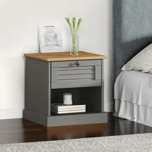Vidaxl - Table de chevet vigo gris 42x35x40 cm bois de pin massif Gris pas cher