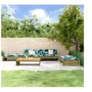 vidaXL Salon de jardin 5 pcs avec coussins bois de pin imprégné pas cher