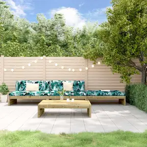 vidaXL Salon de jardin 4 pcs avec coussins bois de pin imprégné pas cher