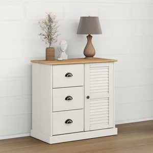 vidaXL Buffet avec tiroirs VIGO 78x40x75 cm blanc bois massif de pin pas cher