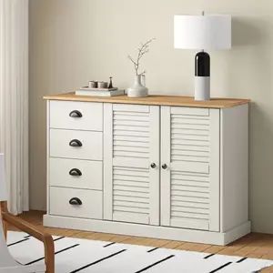 Comparateur de prix : vidaXL Buffet avec tiroirs VIGO 113x40x75 cm blanc bois massif de pin
