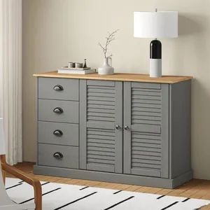 Comparateur de prix : vidaXL Buffet avec tiroirs VIGO 113x40x75 cm gris bois massif de pin