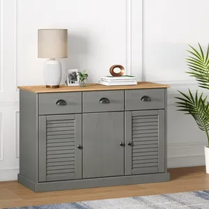 vidaXL Buffet avec tiroirs VIGO 113x40x75 cm gris bois massif de pin
