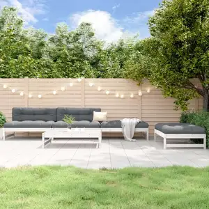 vidaXL Salon de jardin 5 pcs blanc bois massif de pin pas cher
