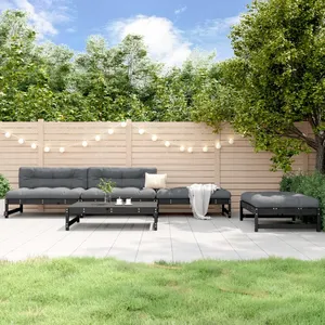 vidaXL Salon de jardin 5 pcs noir bois massif de pin pas cher