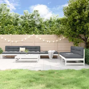 vidaXL Salon de jardin 6 pcs Blanc Bois de pin massif pas cher