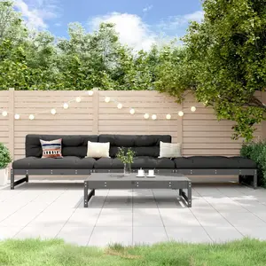 vidaXL Salon de jardin 4 pcs gris bois massif de pin pas cher