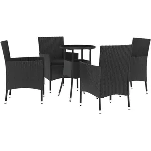 Comparateur de prix : vidaXL Ensemble de bistro de jardin 5 pcs coussins noir poly rotin