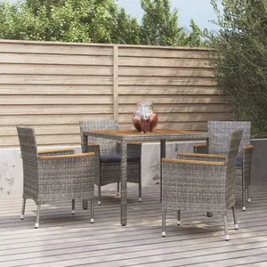 vidaXL Ensemble à manger de jardin 5 pcs coussins gris résine tressée pas cher