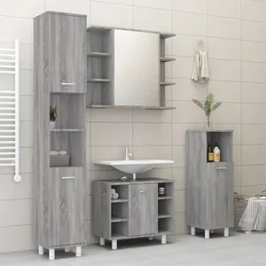 VIDAXL Ensemble d'armoires de salle de bain 4 pcs sonoma gris pas cher