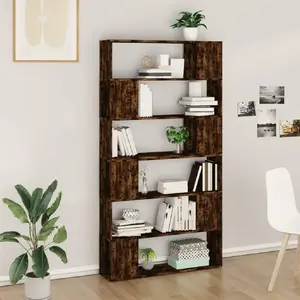 vidaXL Bibliothèque/Séparateur de pièce chêne fumé 100x24x188 cm pas cher