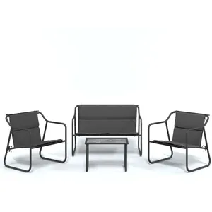 vidaXL Salon de jardin avec coussins 4 pcs anthracite acier pas cher