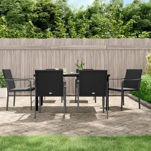 vidaXL Ensemble à manger de jardin 7 pcs coussins résine tressée acier pas cher