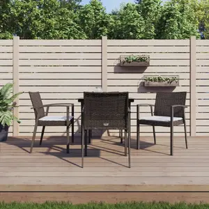 vidaXL Ensemble à manger de jardin 5 pcs coussins résine tressée acier pas cher